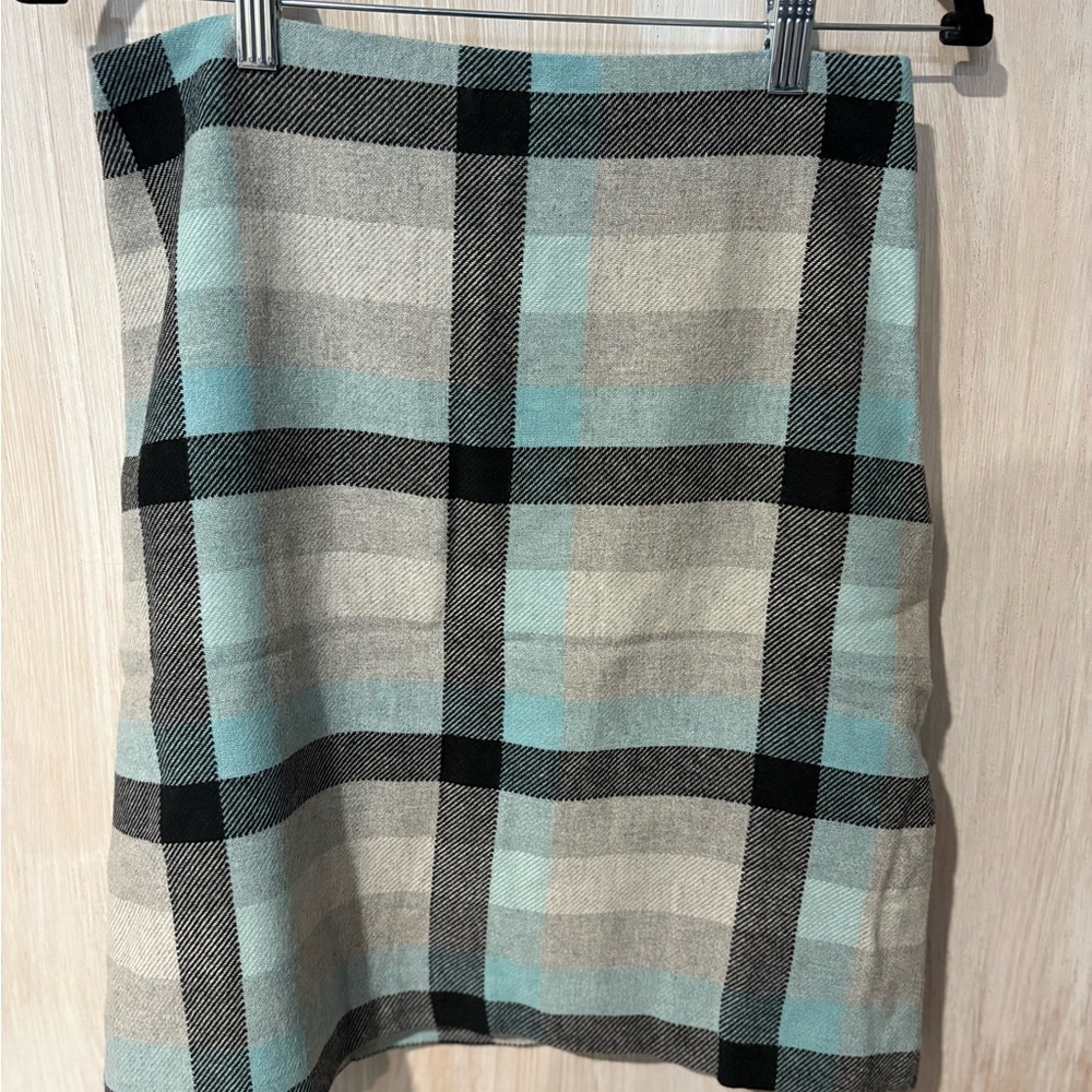 Talbots Black and Blue Plaid Pencil Skirt